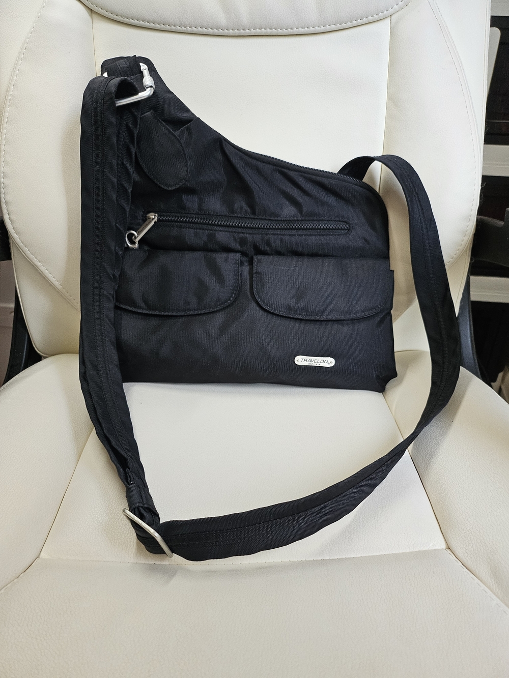 Travelon Black Nylon Crossbody Sling Bag